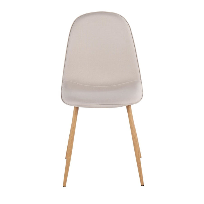 LumiSource Pebble Chair, Set of 2, Natural Wood/Beige Fabric