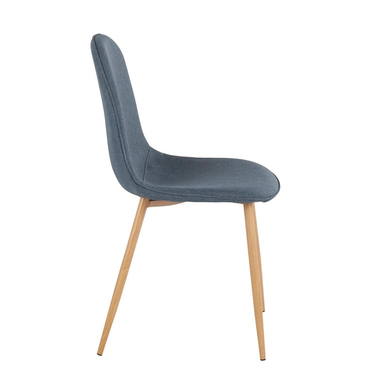 LumiSource Pebble Chair, Set of 2, Natural Wood/Blue Fabric