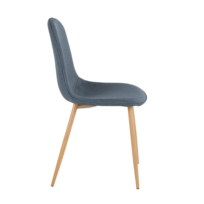 LumiSource Pebble Chair, Set of 2, Natural Wood/Blue Fabric