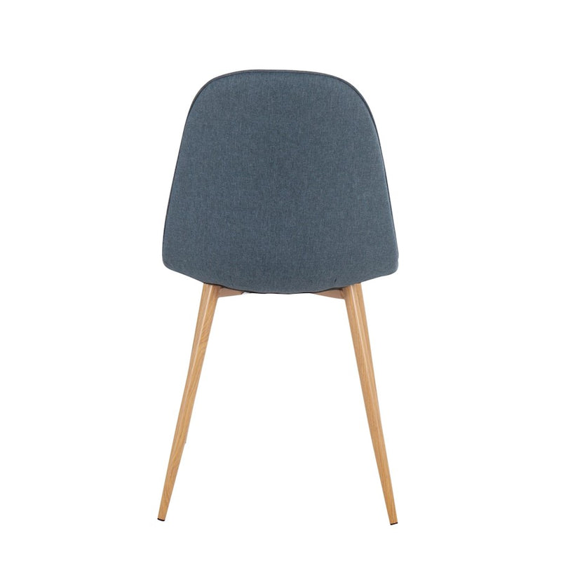 LumiSource Pebble Chair, Set of 2, Natural Wood/Blue Fabric