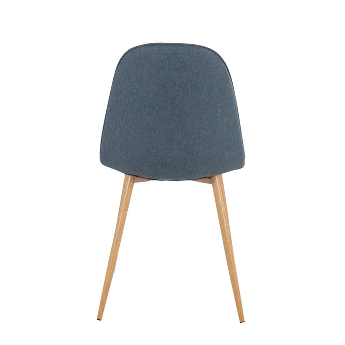 LumiSource Pebble Chair, Set of 2, Natural Wood/Blue Fabric
