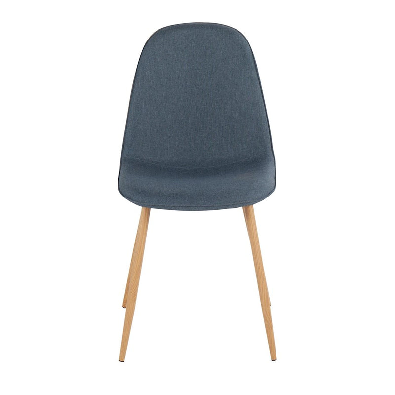 LumiSource Pebble Chair, Set of 2, Natural Wood/Blue Fabric