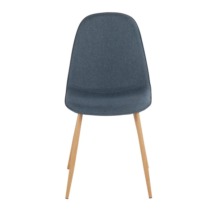 LumiSource Pebble Chair, Set of 2, Natural Wood/Blue Fabric