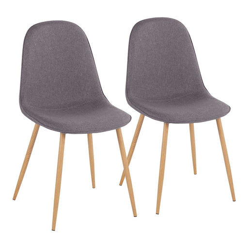 LumiSource Pebble Chair, Set of 2, Natural Wood/Charcoal - CH-PEBBLENACHAR2