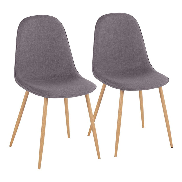 LumiSource Pebble Chair, Set of 2, Natural Wood/Charcoal - CH-PEBBLENACHAR2