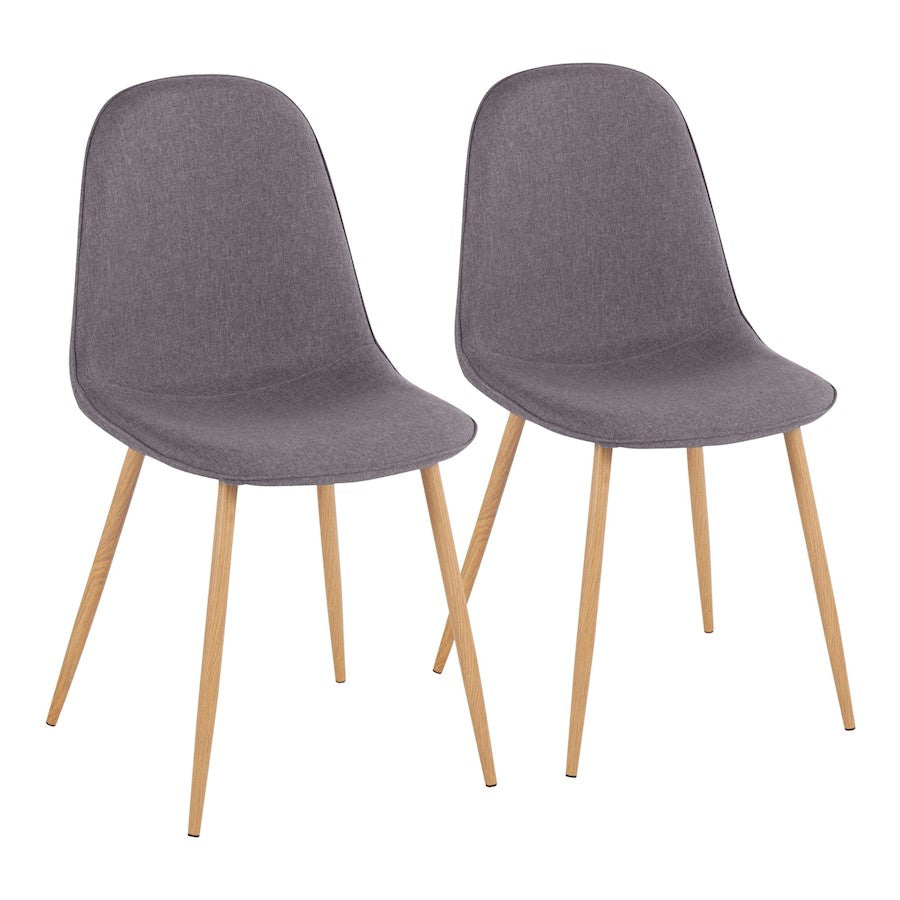 LumiSource Pebble Chair, Set of 2, Natural Wood/Charcoal - CH-PEBBLENACHAR2