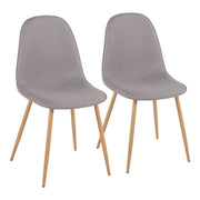 LumiSource Pebble Chair, Set of 2, Natural Wood/Light Grey - CH-PEBBLENALGY2