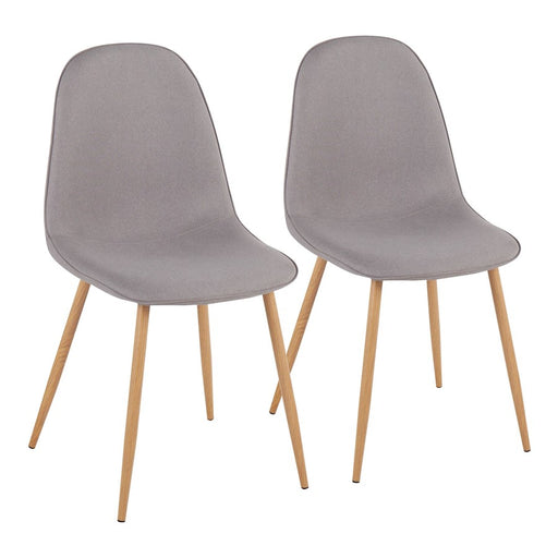 LumiSource Pebble Chair, Set of 2, Natural Wood/Light Grey - CH-PEBBLENALGY2