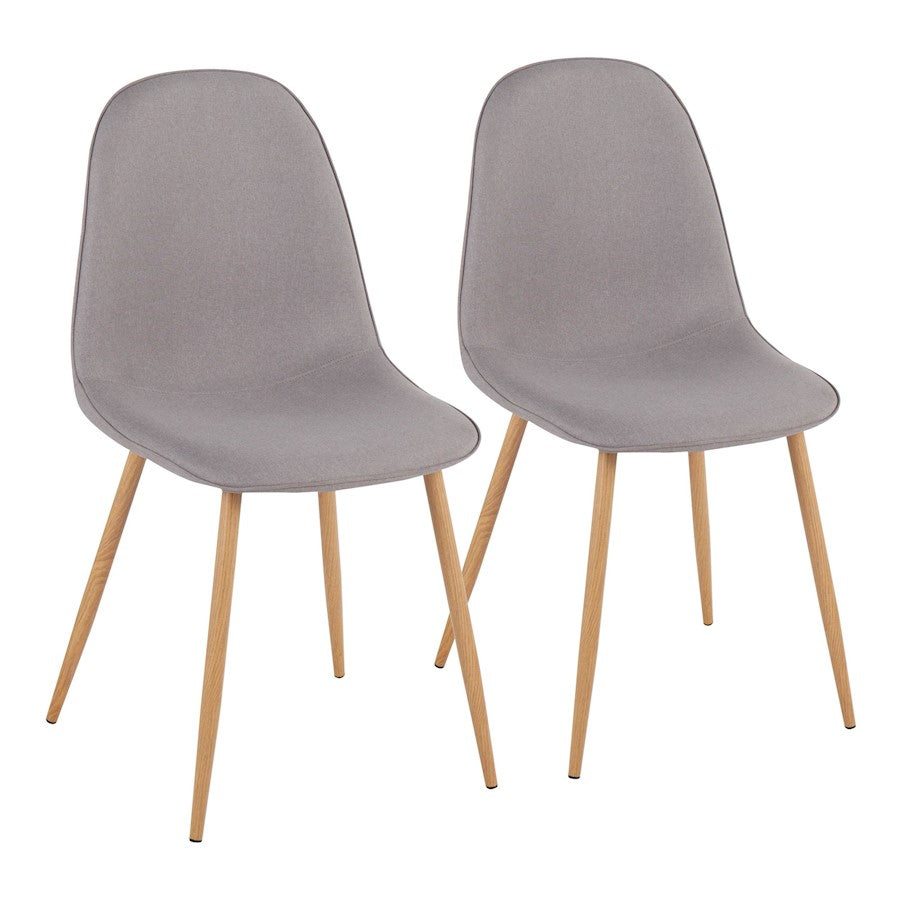 LumiSource Pebble Chair, Set of 2, Natural Wood/Light Grey - CH-PEBBLENALGY2