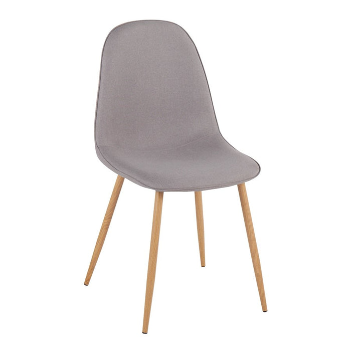 LumiSource Pebble Chair, Set of 2, Natural Wood/Light Grey