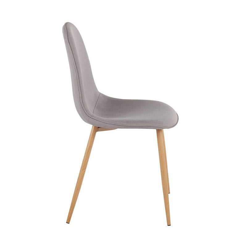 LumiSource Pebble Chair, Set of 2, Natural Wood/Light Grey