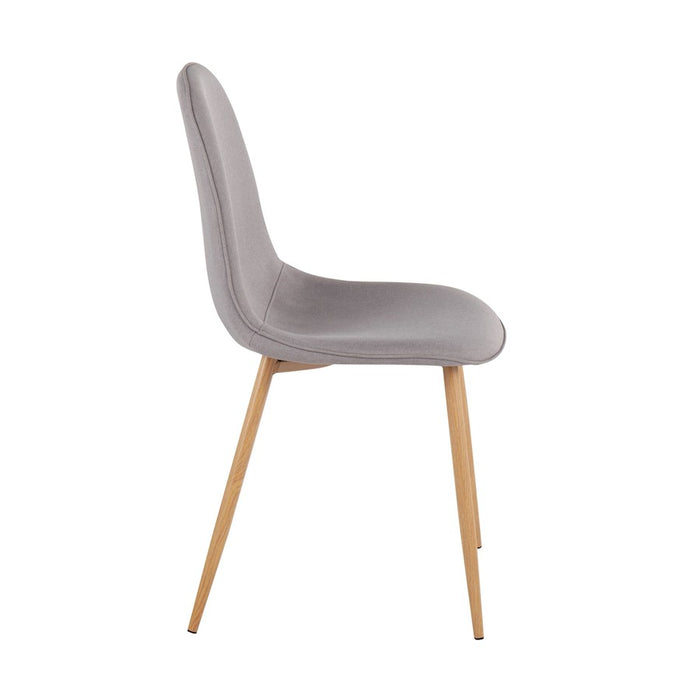 LumiSource Pebble Chair, Set of 2, Natural Wood/Light Grey