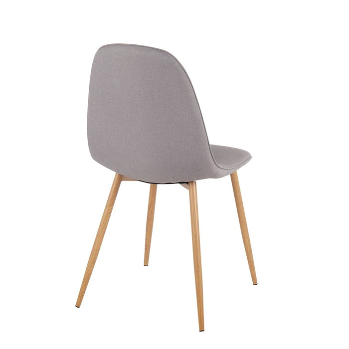 LumiSource Pebble Chair, Set of 2, Natural Wood/Light Grey