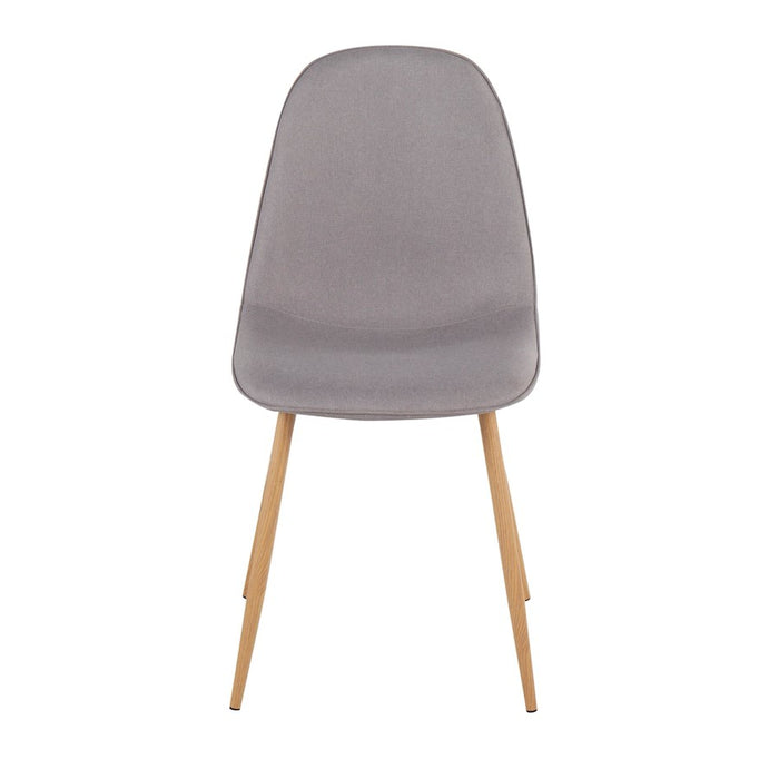 LumiSource Pebble Chair, Set of 2, Natural Wood/Light Grey