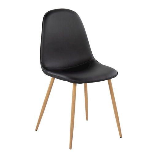 LumiSource Pebble Chair, Set of 2, Natural Wood/Black PU