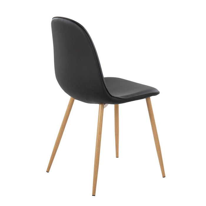 LumiSource Pebble Chair, Set of 2, Natural Wood/Black PU