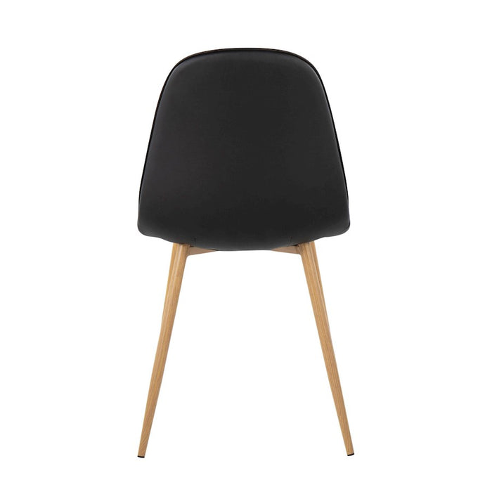 LumiSource Pebble Chair, Set of 2, Natural Wood/Black PU