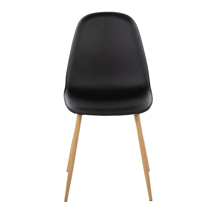 LumiSource Pebble Chair, Set of 2, Natural Wood/Black PU
