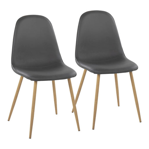 LumiSource Pebble Chair, Set of 2 in Natural Metal/Grey PU - CH-PEBBLENAPUGY2