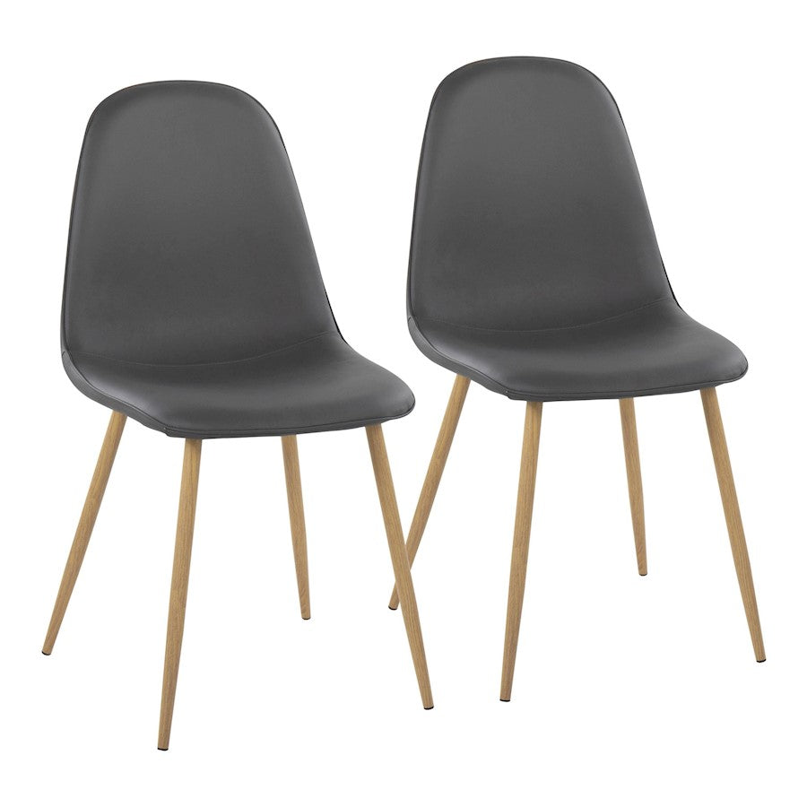 LumiSource Pebble Chair, Set of 2 in Natural Metal/Grey PU - CH-PEBBLENAPUGY2