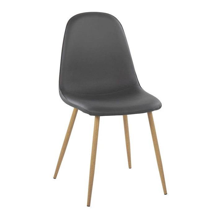 LumiSource Pebble Chair, Set of 2 in Natural Metal/Grey PU
