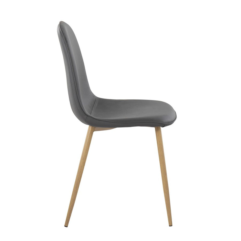 LumiSource Pebble Chair, Set of 2 in Natural Metal/Grey PU