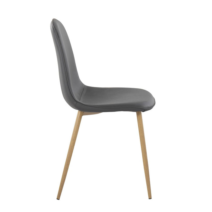 LumiSource Pebble Chair, Set of 2 in Natural Metal/Grey PU