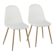 LumiSource Pebble Chair, Set of 2, Natural Wood Metal/White PU - CH-PEBBLENAPUW2