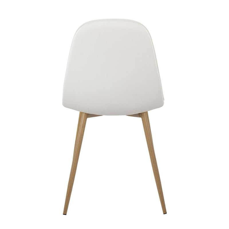LumiSource Pebble Chair, Set of 2, Natural Wood Metal/White PU