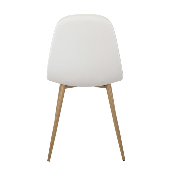 LumiSource Pebble Chair, Set of 2, Natural Wood Metal/White PU