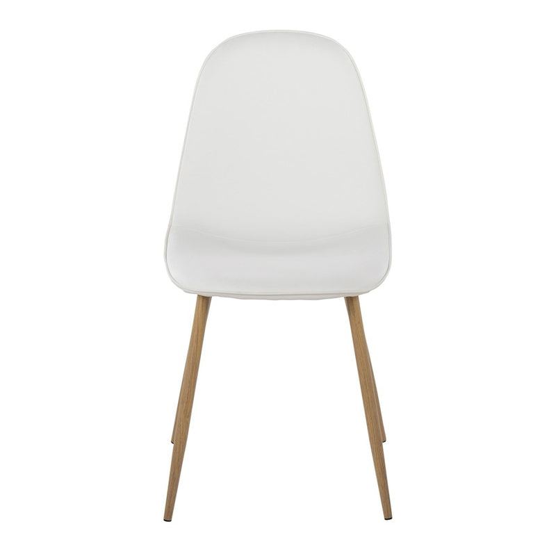 LumiSource Pebble Chair, Set of 2, Natural Wood Metal/White PU