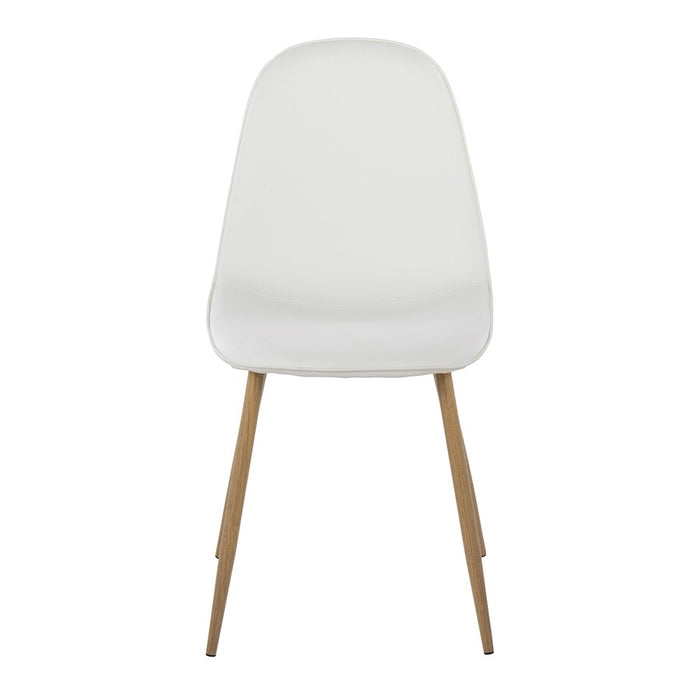 LumiSource Pebble Chair, Set of 2, Natural Wood Metal/White PU