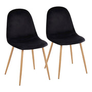 LumiSource Pebble Chair, Set of 2, Natural Wood/Black Velvet - CH-PEBBLENAVBK2