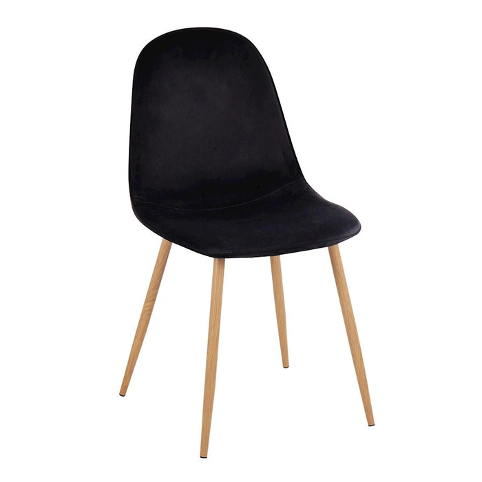 LumiSource Pebble Chair, Set of 2, Natural Wood/Black Velvet