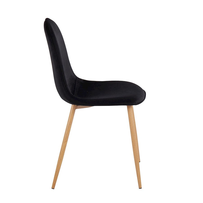 LumiSource Pebble Chair, Set of 2, Natural Wood/Black Velvet