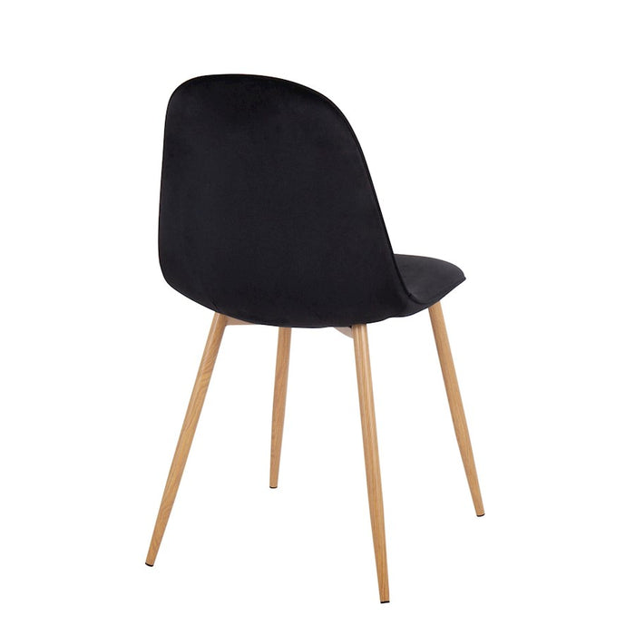 LumiSource Pebble Chair, Set of 2, Natural Wood/Black Velvet