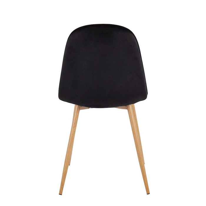 LumiSource Pebble Chair, Set of 2, Natural Wood/Black Velvet