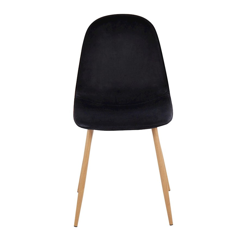 LumiSource Pebble Chair, Set of 2, Natural Wood/Black Velvet