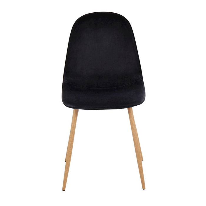 LumiSource Pebble Chair, Set of 2, Natural Wood/Black Velvet