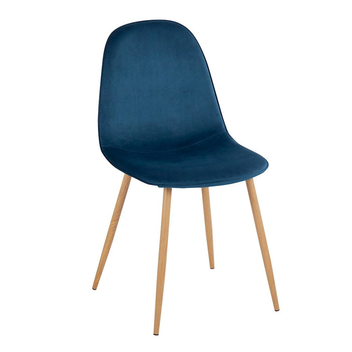 LumiSource Pebble Chair, Set of 2, Natural Wood/Blue Velvet