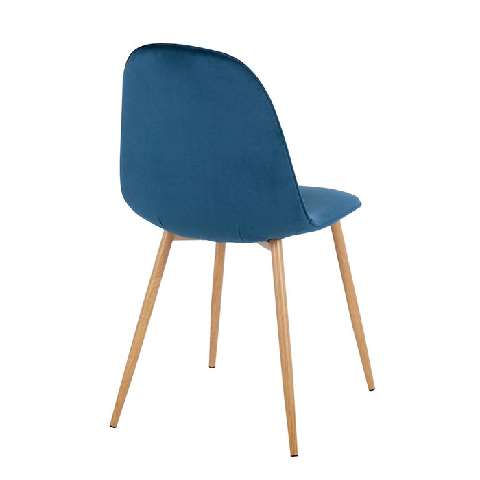 LumiSource Pebble Chair, Set of 2, Natural Wood/Blue Velvet