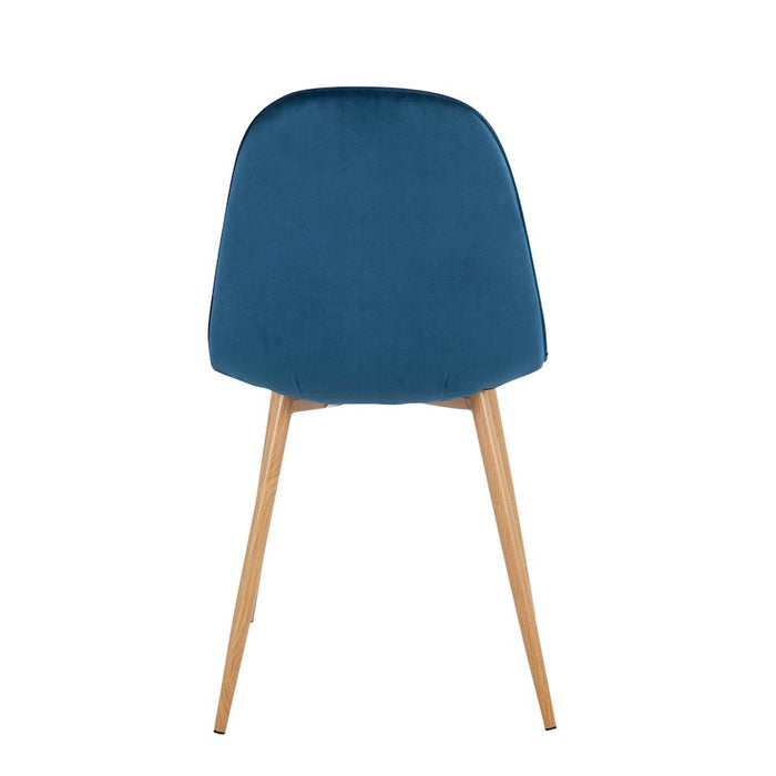 LumiSource Pebble Chair, Set of 2, Natural Wood/Blue Velvet