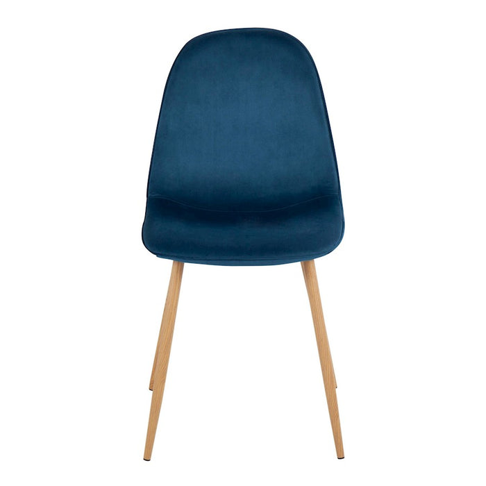 LumiSource Pebble Chair, Set of 2, Natural Wood/Blue Velvet