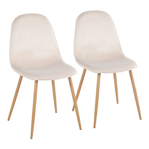 LumiSource Pebble Chair, Set of 2, Natural Wood/Cream Velvet - CH-PEBBLENAVCR2