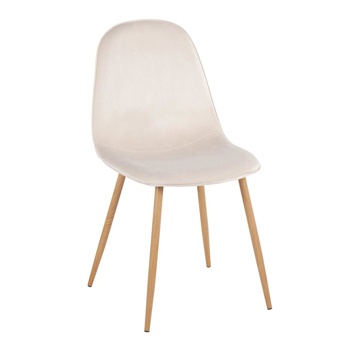 LumiSource Pebble Chair, Set of 2, Natural Wood/Cream Velvet