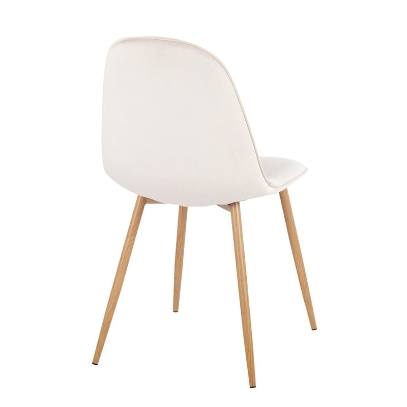 LumiSource Pebble Chair, Set of 2, Natural Wood/Cream Velvet