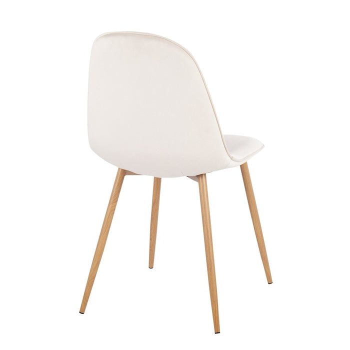 LumiSource Pebble Chair, Set of 2, Natural Wood/Cream Velvet