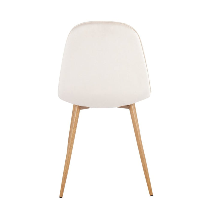 LumiSource Pebble Chair, Set of 2, Natural Wood/Cream Velvet
