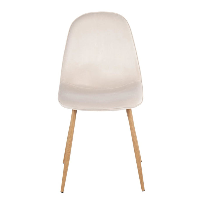 LumiSource Pebble Chair, Set of 2, Natural Wood/Cream Velvet