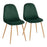 LumiSource Pebble Chair, Set of 2, Natural Wood/Green Velvet - CH-PEBBLENAVGN2